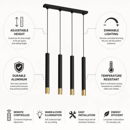 Pendant Light Adjustable Height & Dimmable Aluminum
