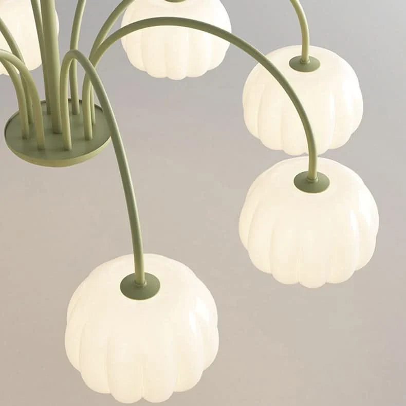 Pendant Light Branch Design Pumpkin Shades 5-8 Lights