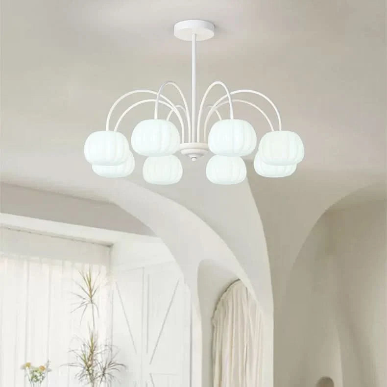 Pendant Light Branch Design Pumpkin Shades 5-8 Lights