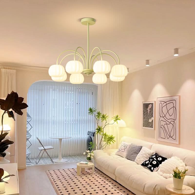 Pendant Light Branch Design Pumpkin Shades 5-8 Lights