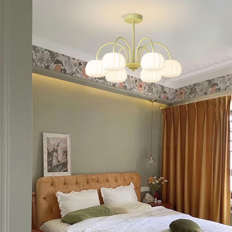 Pendant Light Branch Design Pumpkin Shades 5-8 Lights