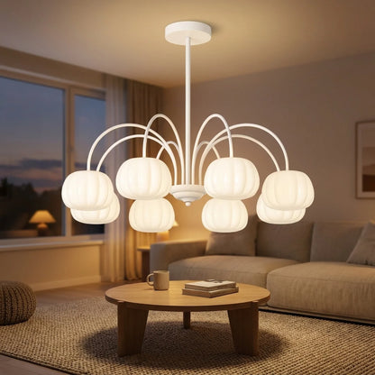 Pendant Light Branch Design Pumpkin Shades 5-8 Lights