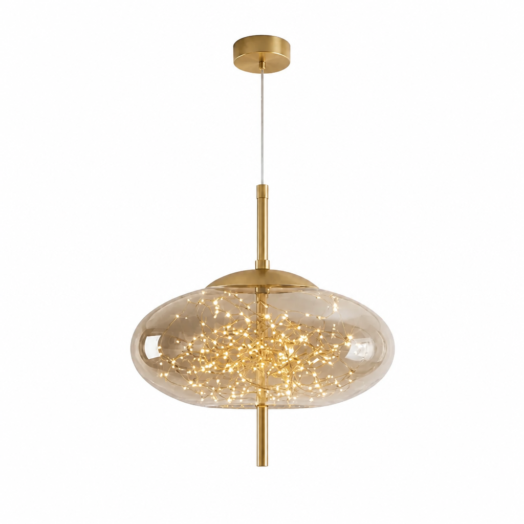 Pendant Light Energy-Efficient LED Smoky Glass Adjustable Wire