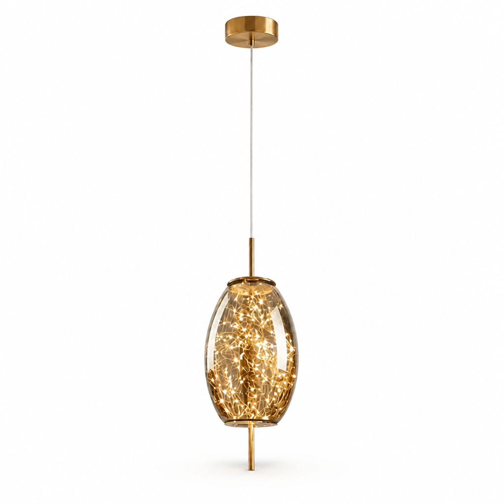 Pendant Light Energy-Efficient LED Smoky Glass Adjustable Wire