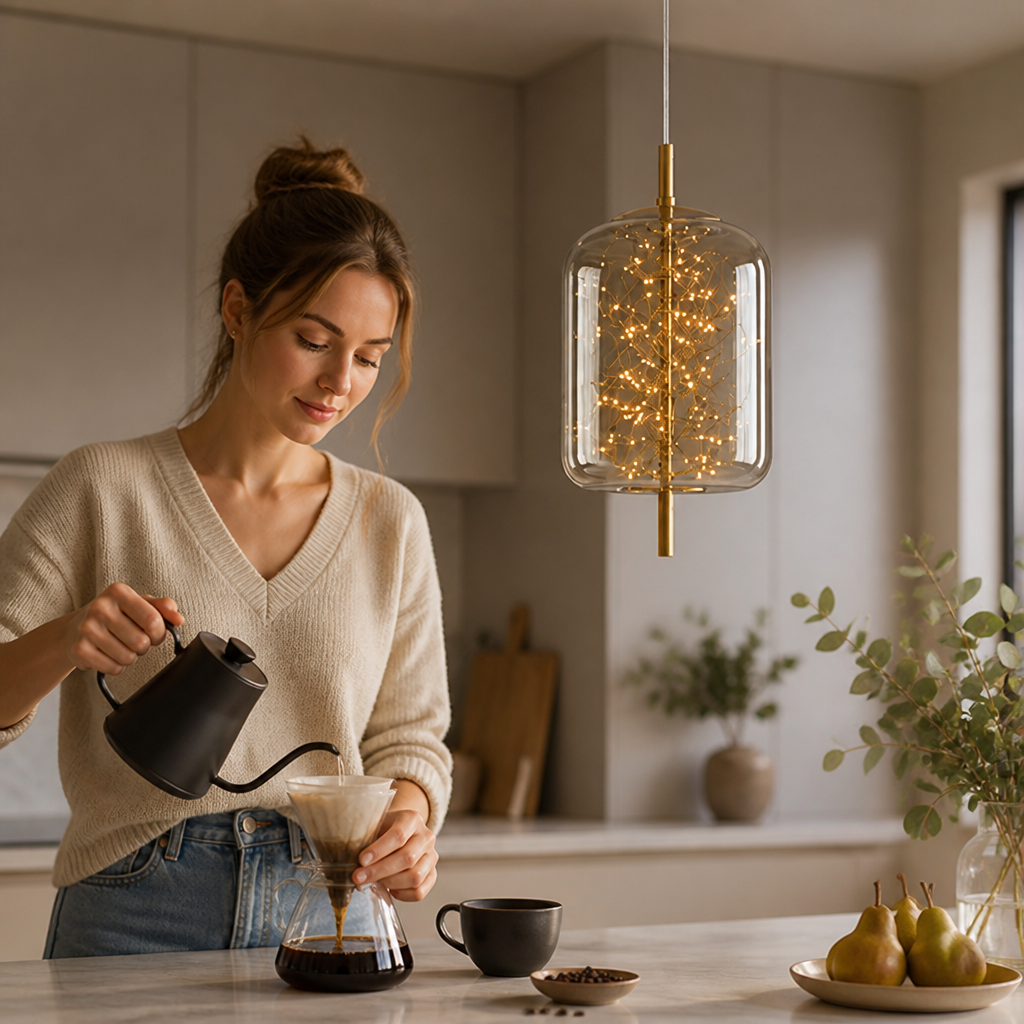 Pendant Light Energy-Efficient LED Smoky Glass Adjustable Wire