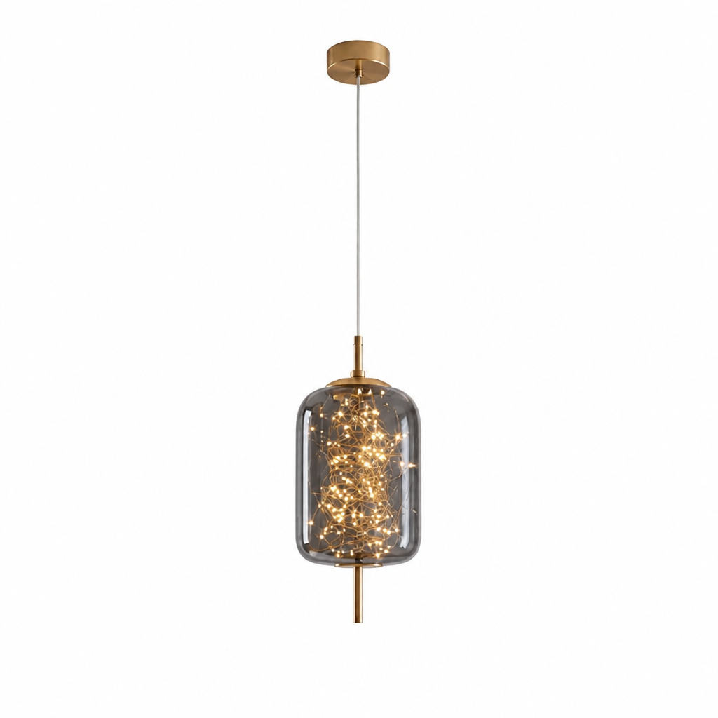 Pendant Light Energy-Efficient LED Smoky Glass Adjustable Wire