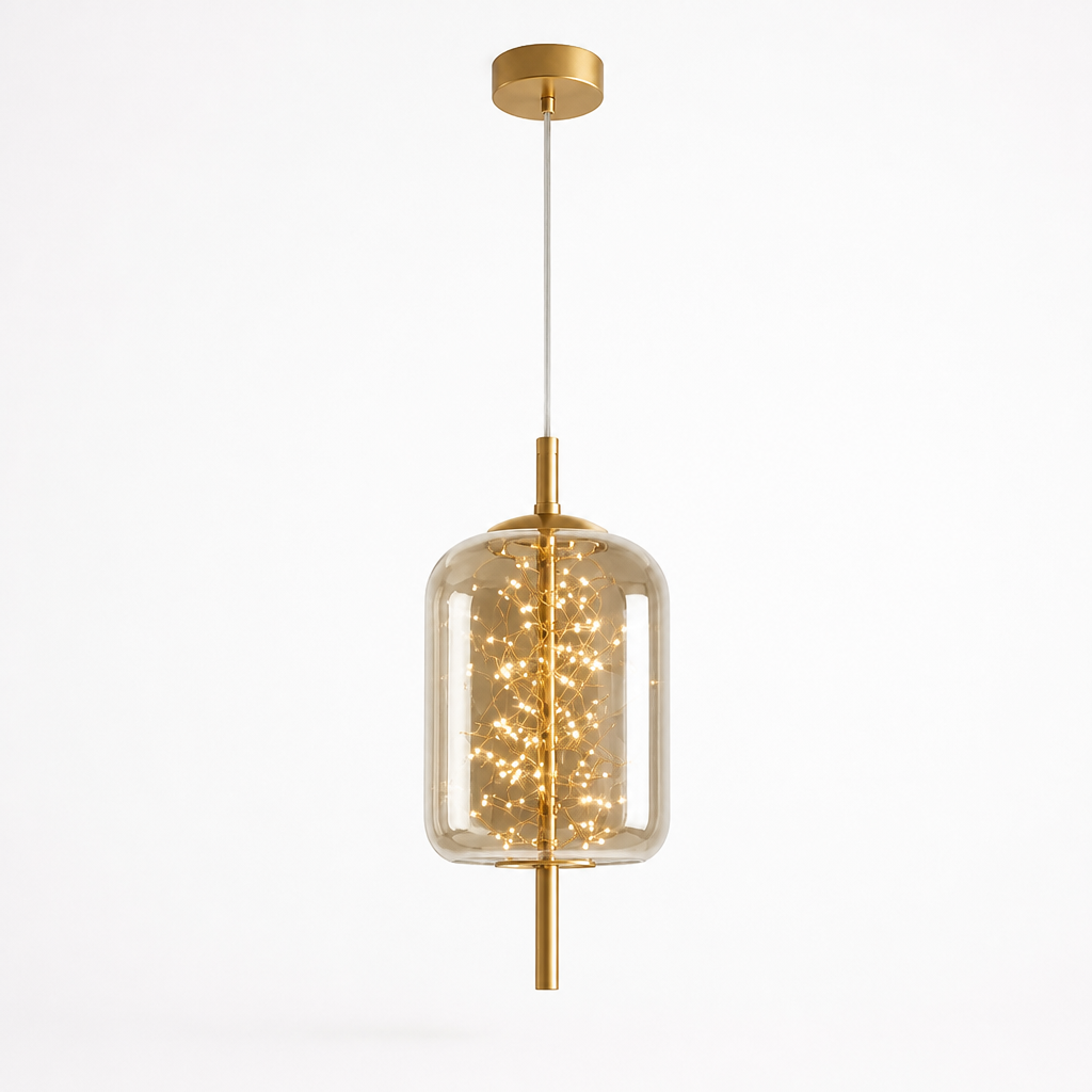 Pendant Light Energy-Efficient LED Smoky Glass Adjustable Wire