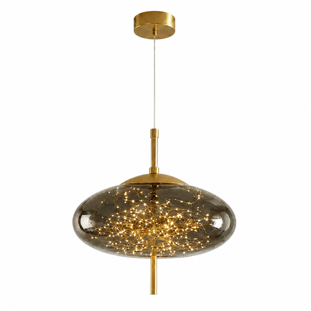 Pendant Light Energy-Efficient LED Smoky Glass Adjustable Wire
