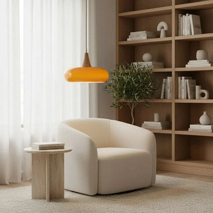 Pendant Light Glass Shade Natural Wood Adjustable Cord