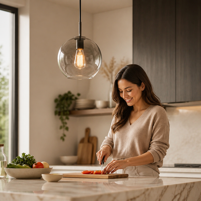 Pendant Light Metallic Gradient Glass Energy-Efficient LED