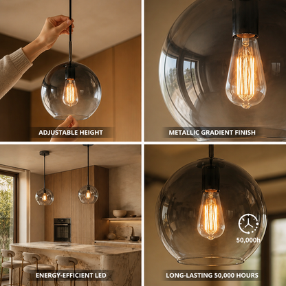 Pendant Light Metallic Gradient Glass Energy-Efficient LED