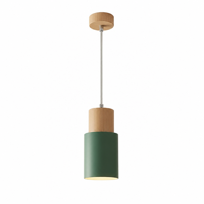 Pendant Light Scandinavian Cylinder LED Aluminum & Wood Accents