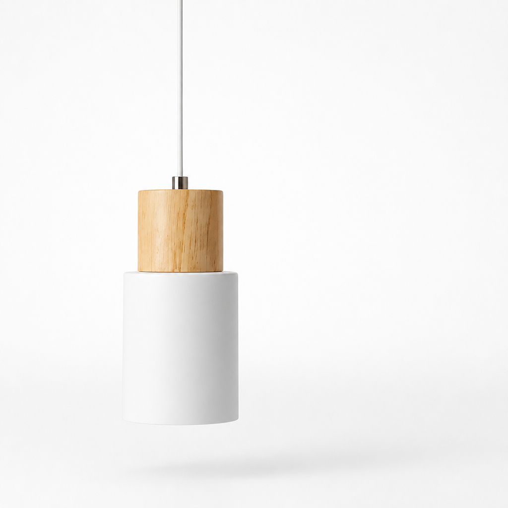 Pendant Light Scandinavian Cylinder LED Aluminum & Wood Accents
