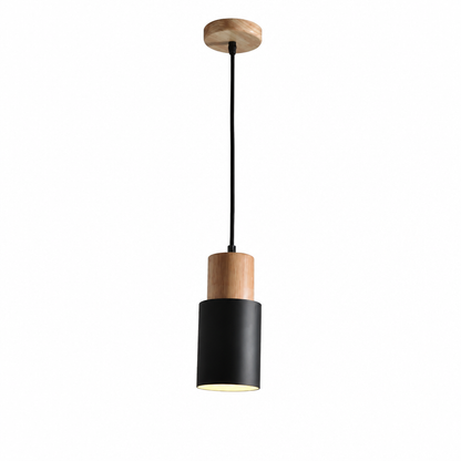 Pendant Light Scandinavian Cylinder LED Aluminum & Wood Accents