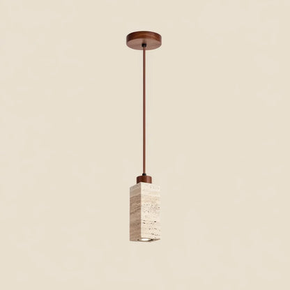 Pendant Light Stone-Inspired Texture Adjustable Hanging Cord Wood-Finish Mount