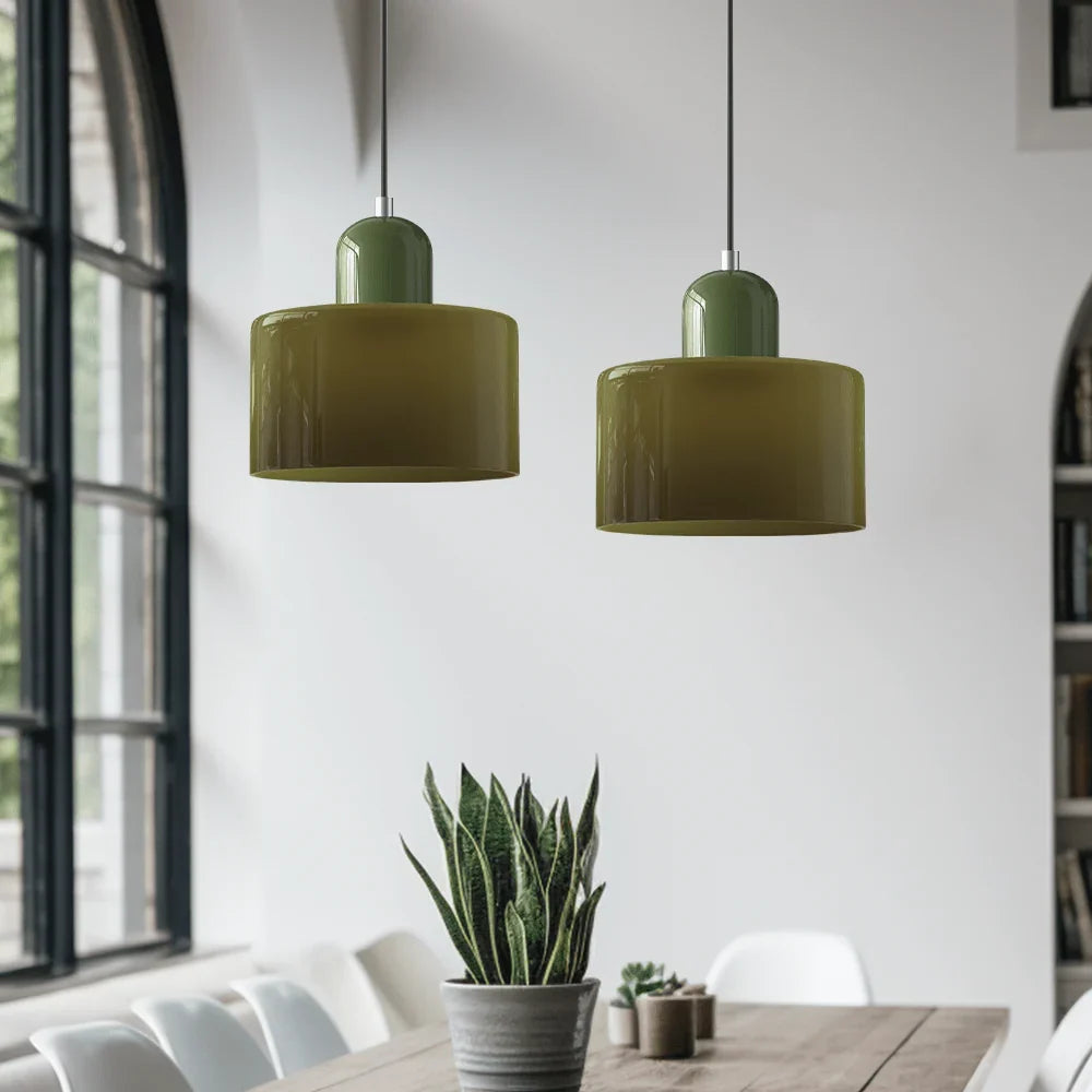 Pendant Light Tinted Glass Bauhaus Design Warm Glow