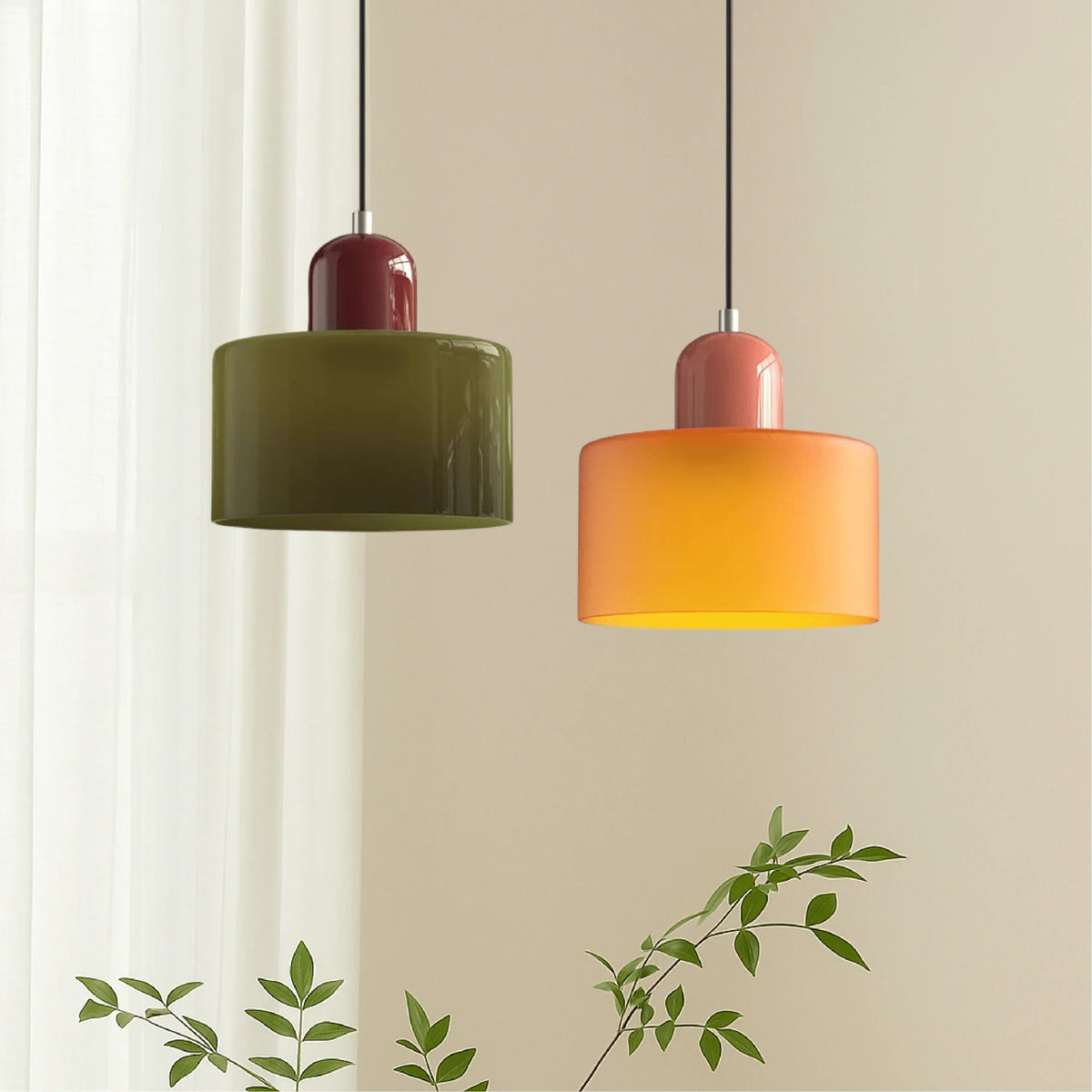 Pendant Light Tinted Glass Bauhaus Design Warm Glow