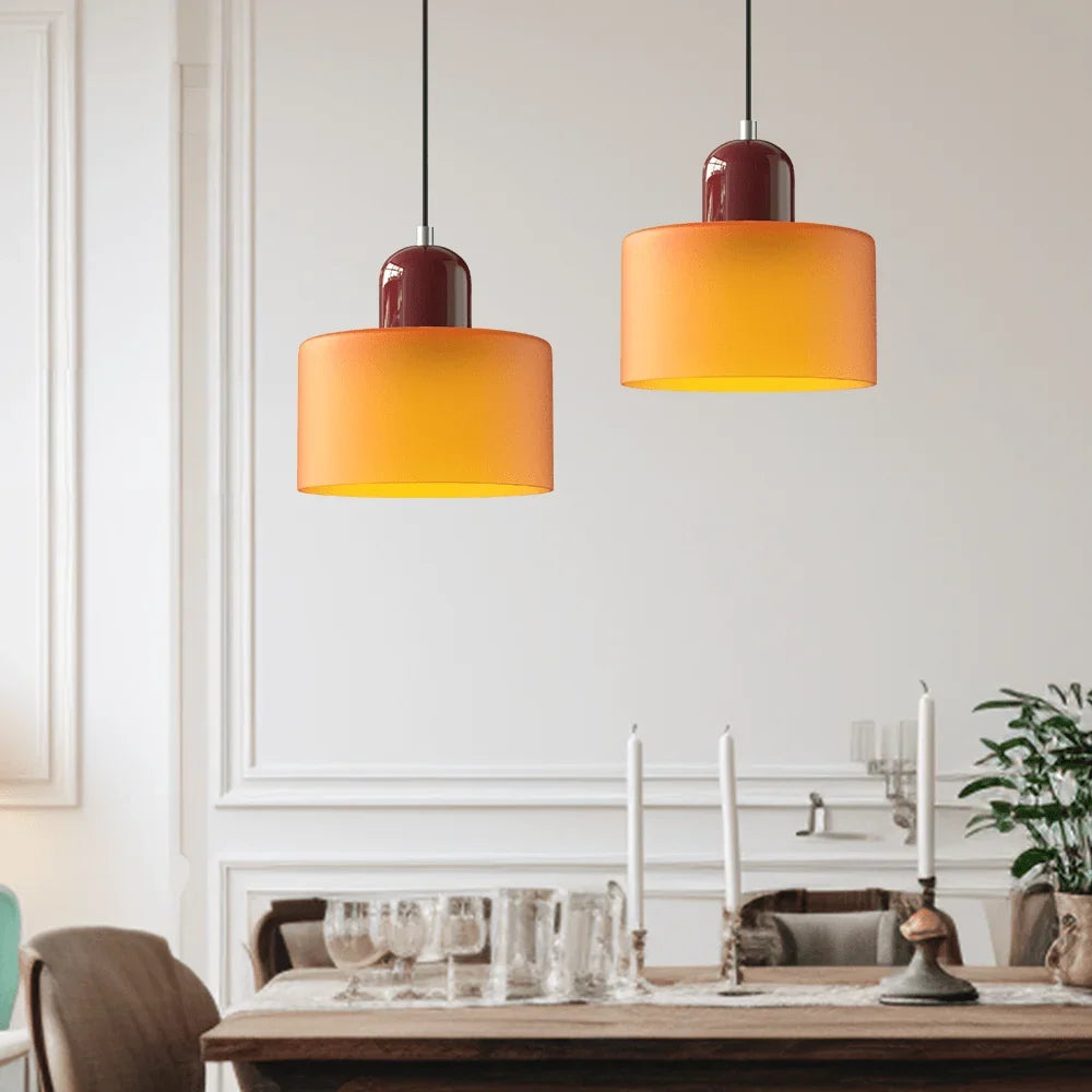 Pendant Light Tinted Glass Bauhaus Design Warm Glow