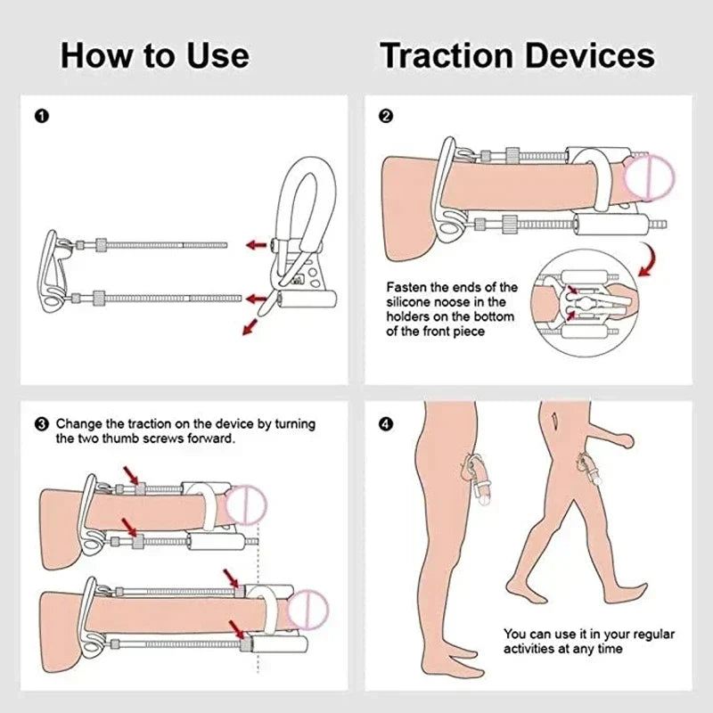 Penile Traction Device Adjustable Tension Comfort Fit
