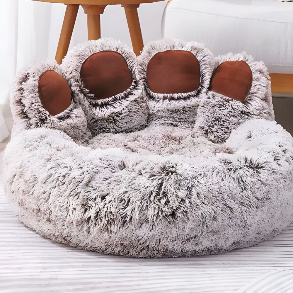 Pet Bed Paw-Shaped Ultra-Soft Plush Non-Slip Base