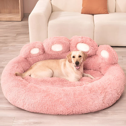 Pet Bed Paw-Shaped Ultra-Soft Plush Non-Slip Base