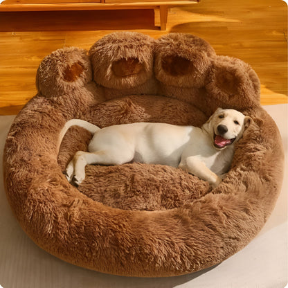 Pet Bed Paw-Shaped Ultra-Soft Plush Non-Slip Base