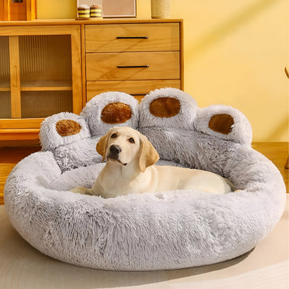 Pet Bed Paw-Shaped Ultra-Soft Plush Non-Slip Base
