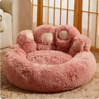 Pet Bed Paw-Shaped Ultra-Soft Plush Non-Slip Base