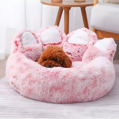 Pet Bed Paw-Shaped Ultra-Soft Plush Non-Slip Base