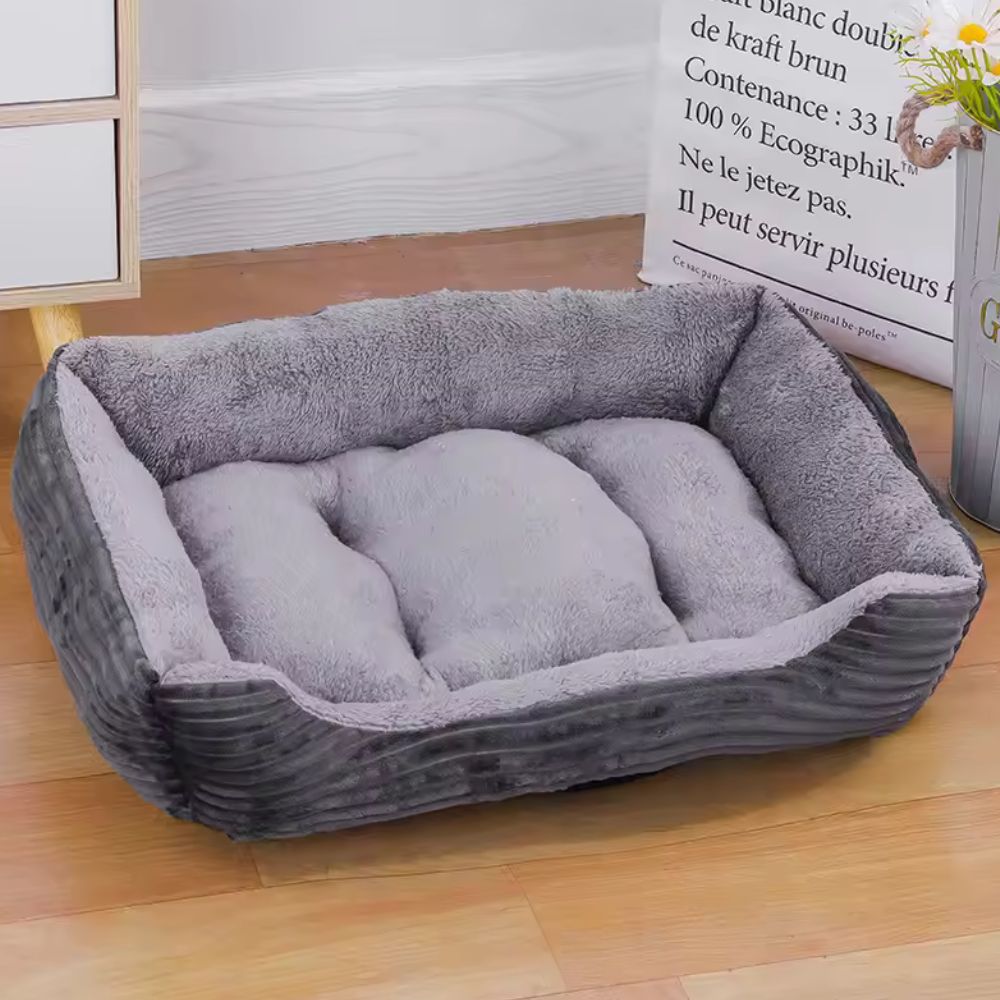Pet Bed Plush Microfiber Bolster Non-Slip & Machine Washable