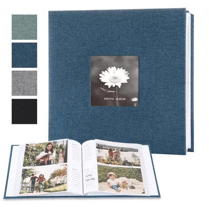 Photo Album Linen Cover Writable Interleaf Pages