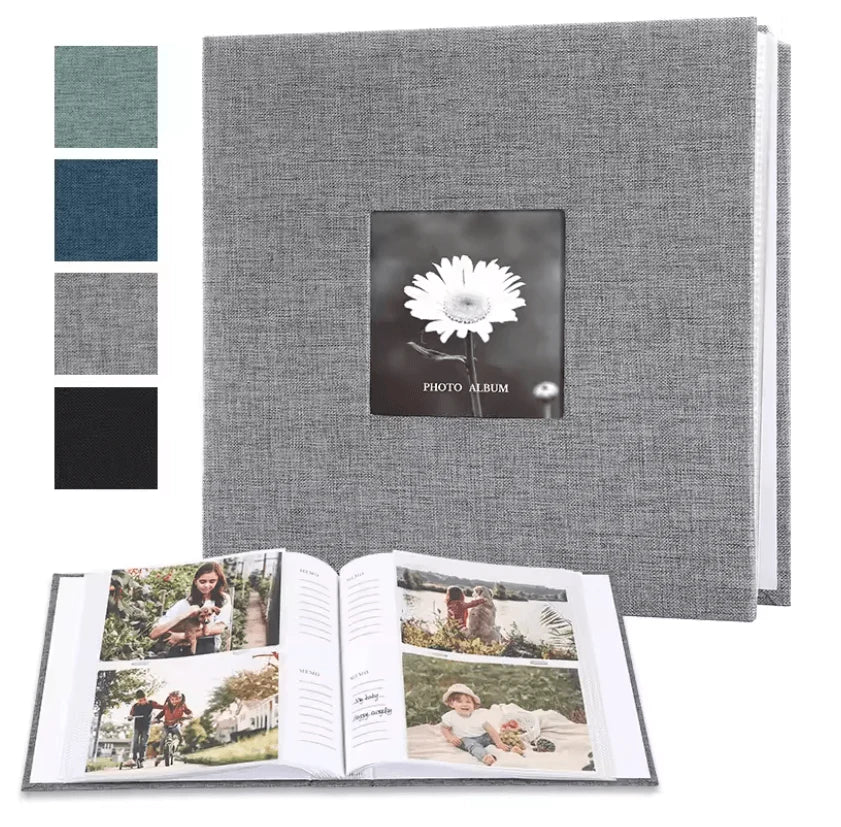 Photo Album Linen Cover Writable Interleaf Pages