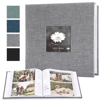 Photo Album Linen Cover Writable Interleaf Pages