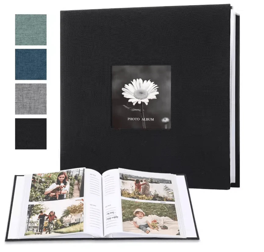 Photo Album Linen Cover Writable Interleaf Pages