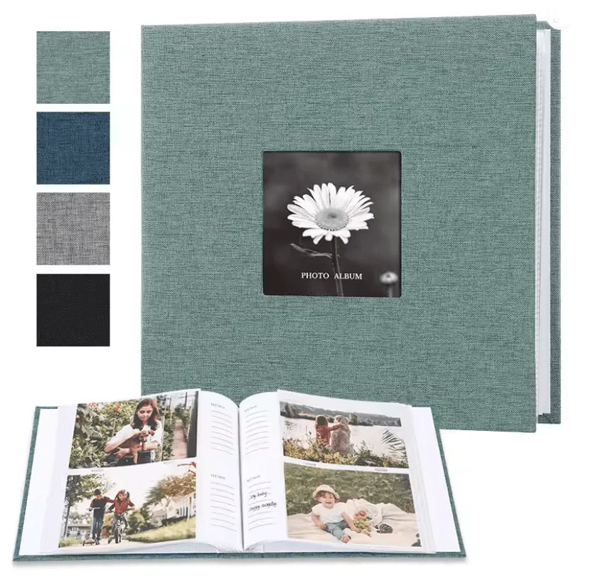 Photo Album Linen Cover Writable Interleaf Pages