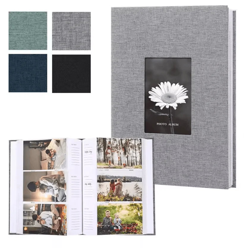 Photo Album Linen Cover Writable Interleaf Pages