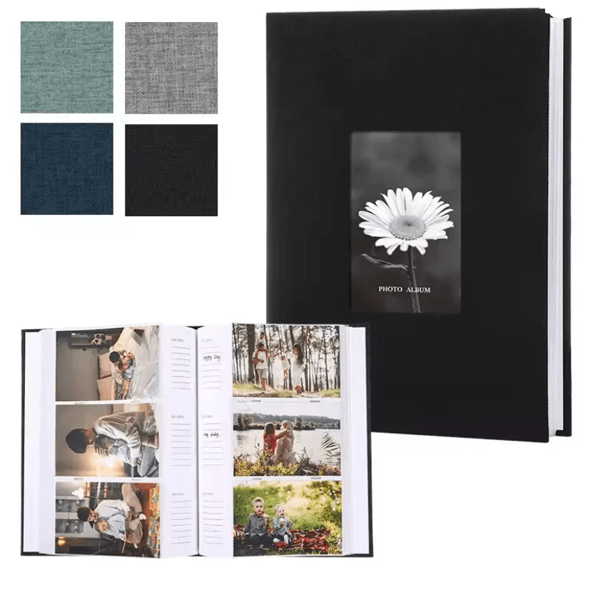 Photo Album Linen Cover Writable Interleaf Pages