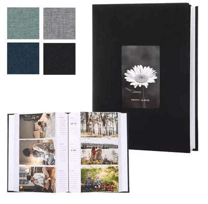 Photo Album Linen Cover Writable Interleaf Pages