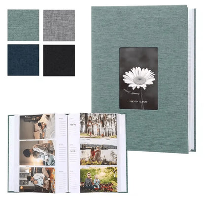 Photo Album Linen Cover Writable Interleaf Pages