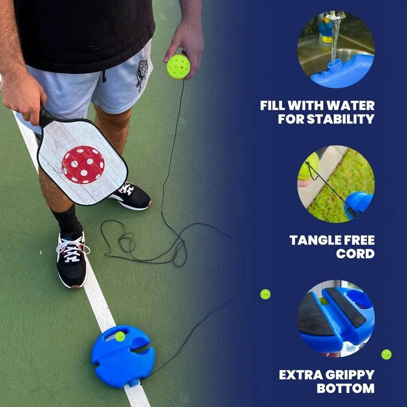 Pickleball Trainer Solo Rebounder With Luminous Balls & Water-Fill Base