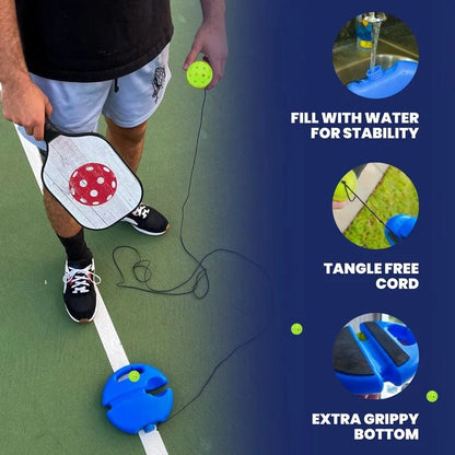 Pickleball Trainer Solo Rebounder With Luminous Balls & Water-Fill Base