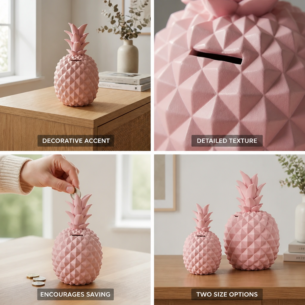 Piggy Bank Pineapple 3D Textured Two Sizes