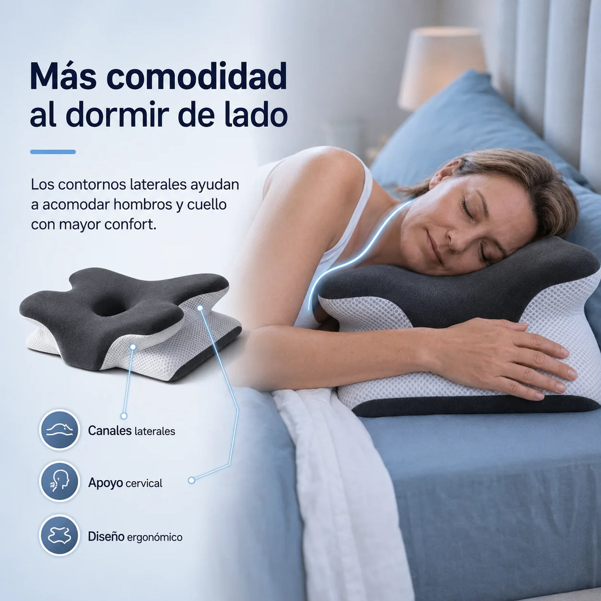 Pillow Adjustable Memory Foam Removable Washable Cover