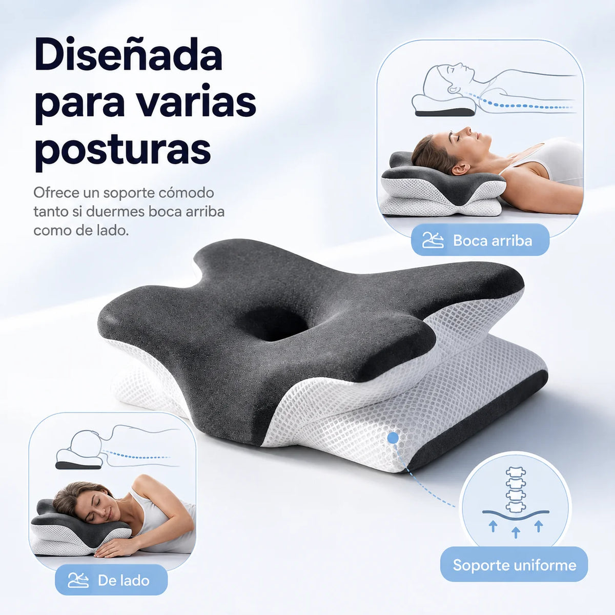 Pillow Adjustable Memory Foam Removable Washable Cover