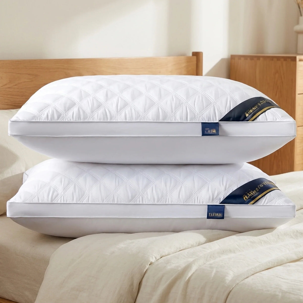Pillow Set Hypoallergenic Medium-Firm Support Washable Covers
