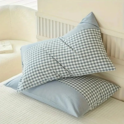 Pillowcase Classic Gingham Microfiber Blend Queen Size