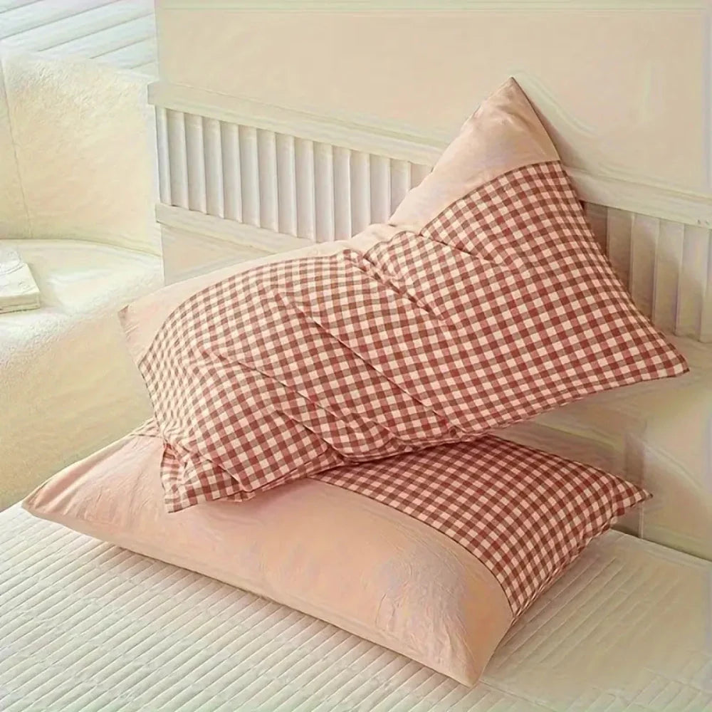 Pillowcase Classic Gingham Microfiber Blend Queen Size