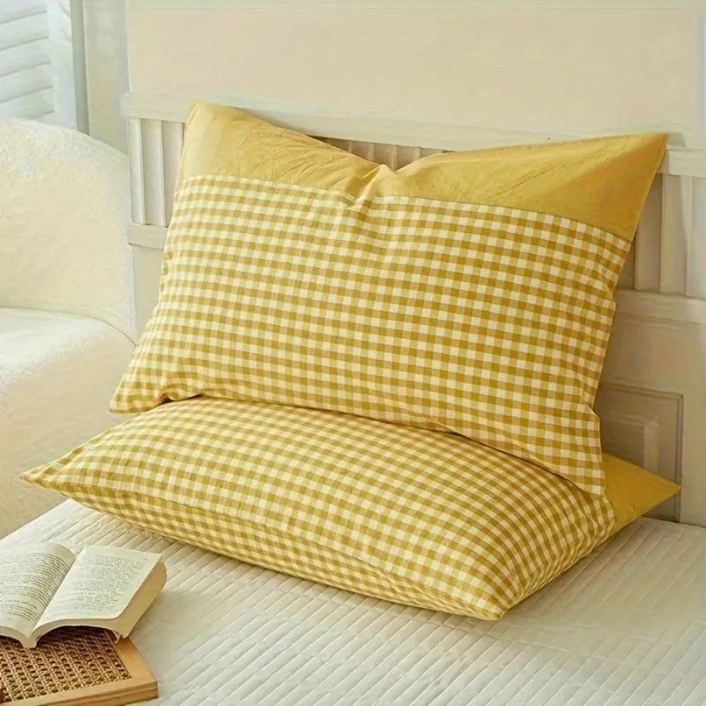 Pillowcase Classic Gingham Microfiber Blend Queen Size