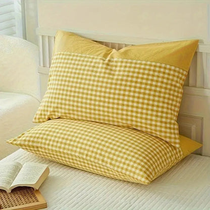 Pillowcase Classic Gingham Microfiber Blend Queen Size