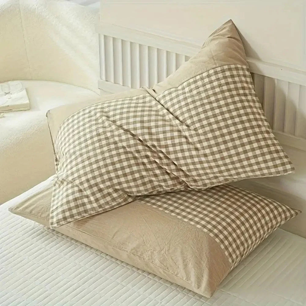 Pillowcase Classic Gingham Microfiber Blend Queen Size